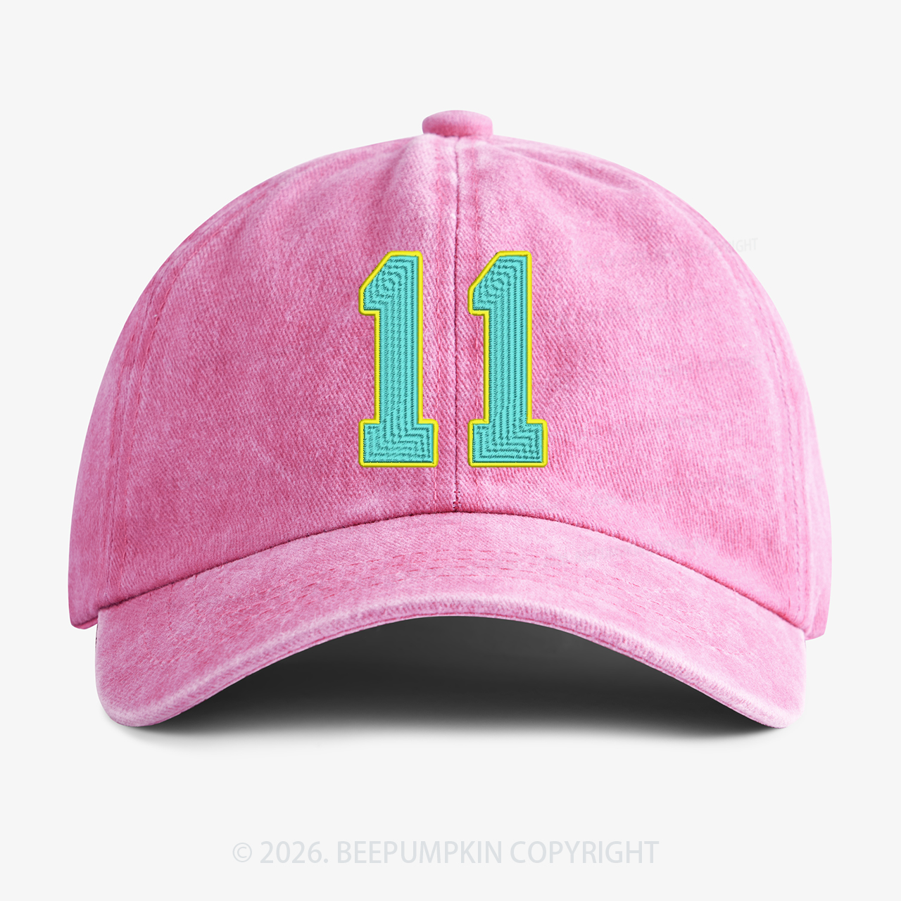 Personalized Number Embroidered Washed Baseball Cap For Kids