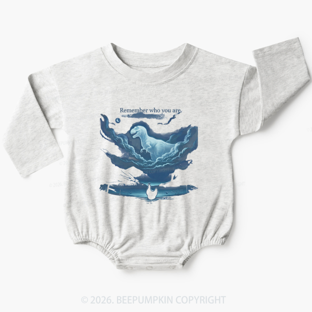 Remember Who You Are Chicken Dinosaur Baby Bubble Romper