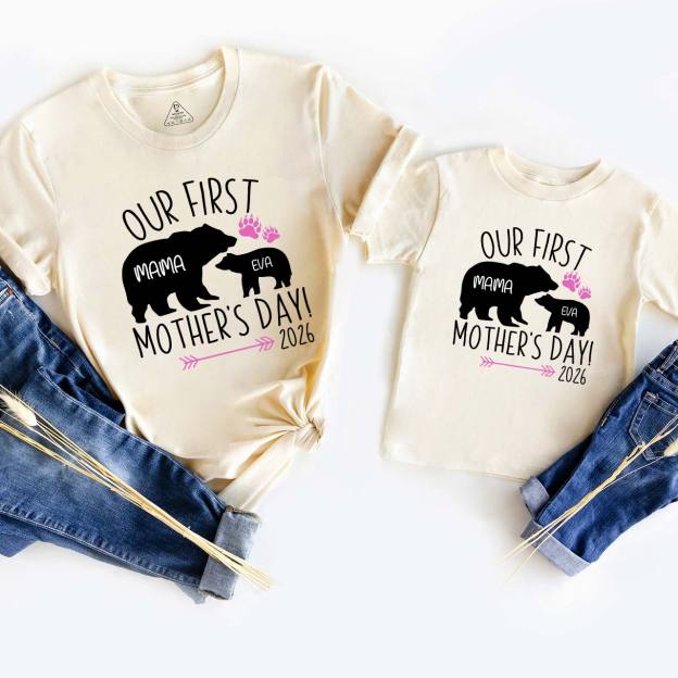 Girl Mom Baby Bear Mom&Me Matching T-Shirts