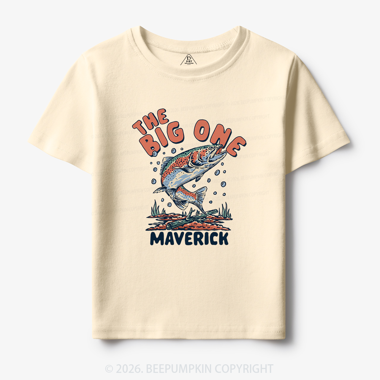 Personalized Retro The Big One Fishing Trout 1st Birthday Toddler&Kid's Tees