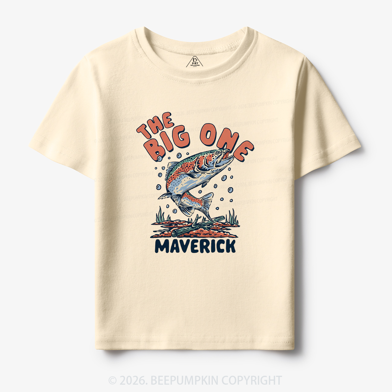 Personalized Retro The Big One Fishing Trout 1st Birthday Toddler&Kid's Tees