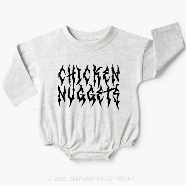 Chicken Nuggets Heavy Metal Font Baby Bubble Romper