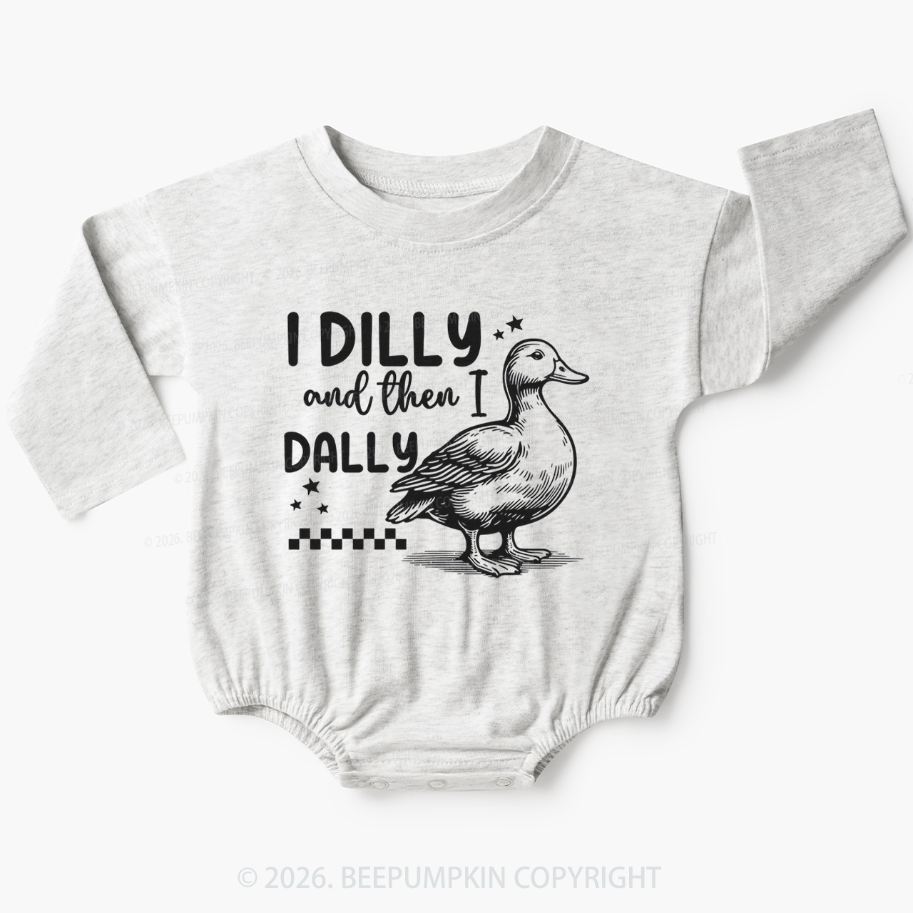 I Dilly And Then I Dally Silly Goose Baby Bubble Romper
