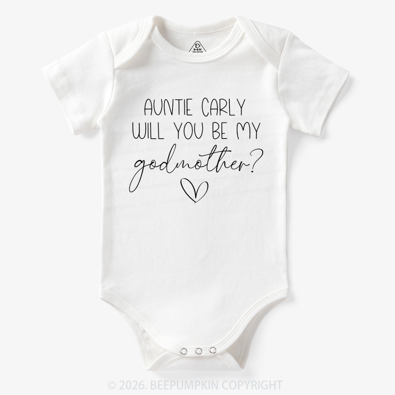 Personalized Auntie Will You Be My Godmother Bodysuit