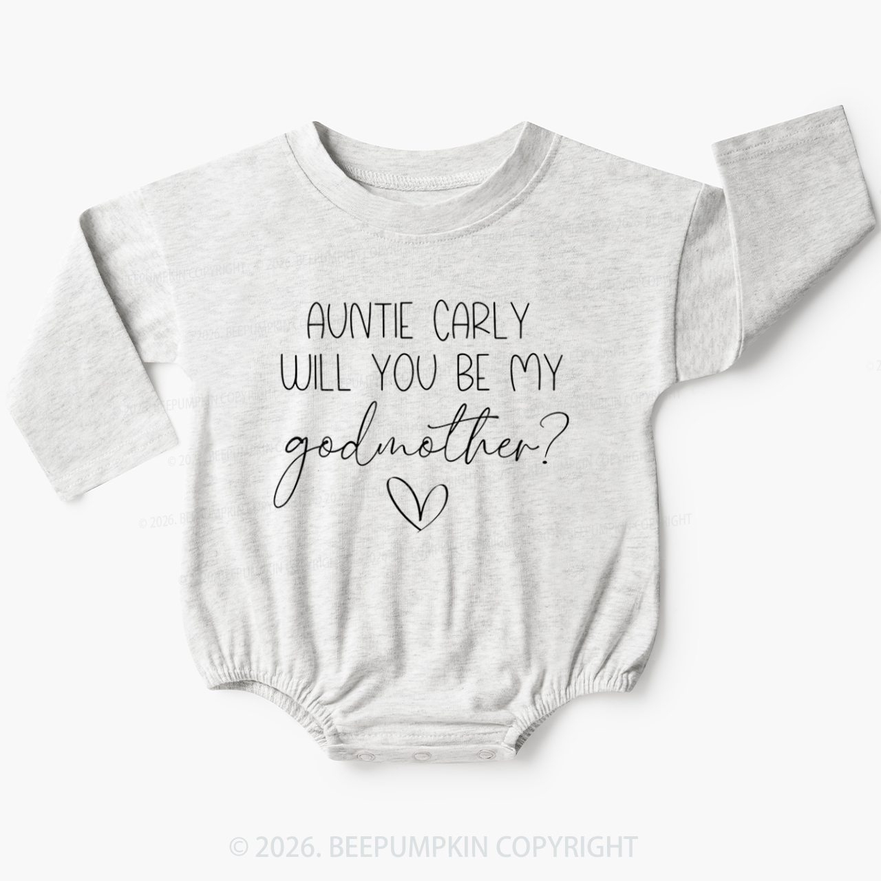 Personalized Auntie Will You Be My Godmother Baby Bubble Romper