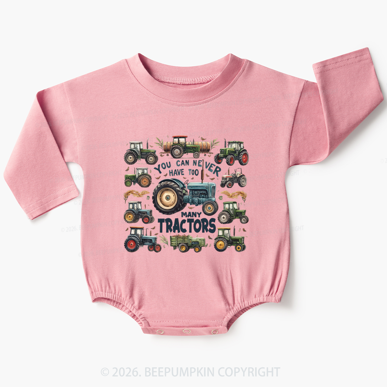 You Can Never Have Too Many Tractors Baby Bubble Romper