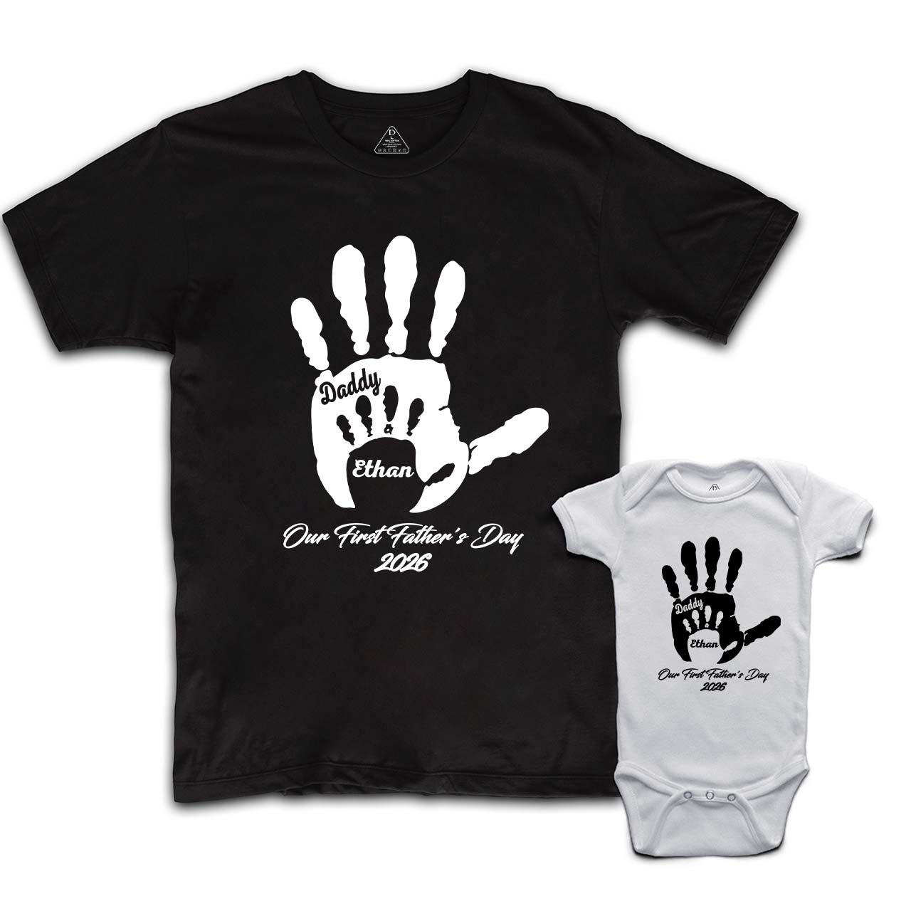 Personalized Our First Father's Day Hands Daddy And Me Matching Shirt