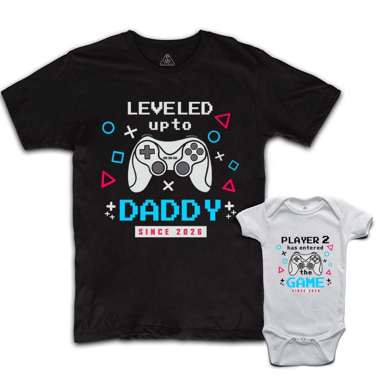 Personalized Leveled Up To Daddy Dad&Me Matching Shirts