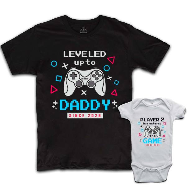 Personalized Leveled Up To Daddy Dad&Me Matching Shirts