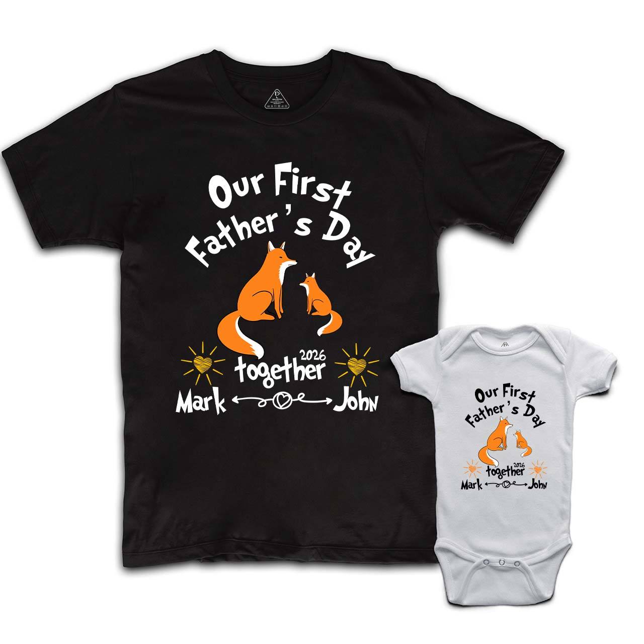 Personalized First Father's Day Fox Dad&Me Matching Shirts