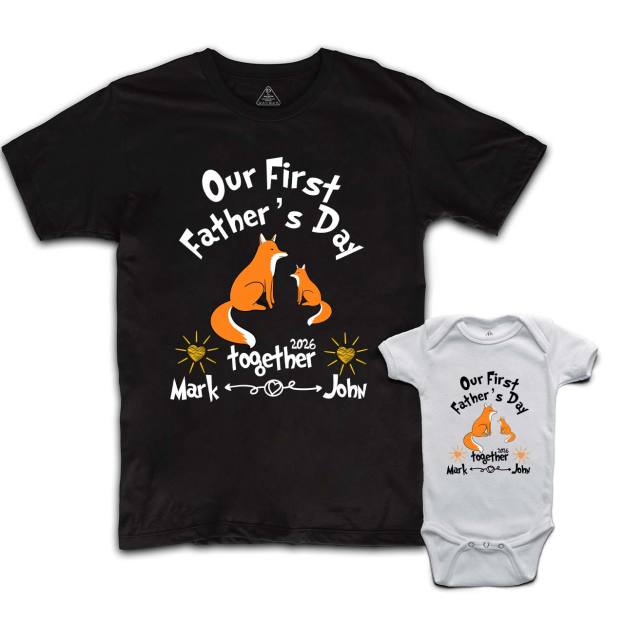 Personalized First Father's Day Fox Dad&Me Matching Shirts