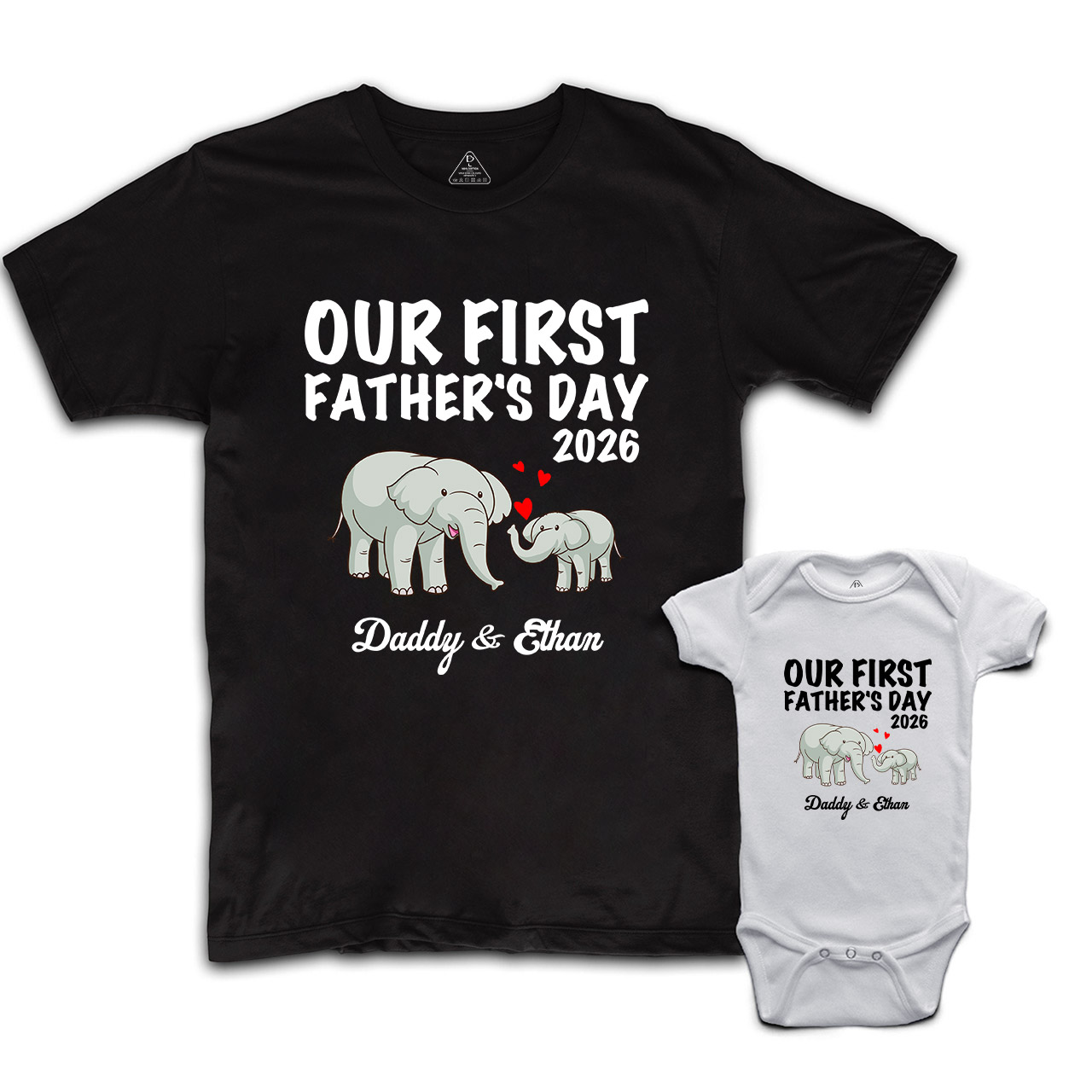 Personalized Elephant Love Launch Dad&Me Matching Shirts