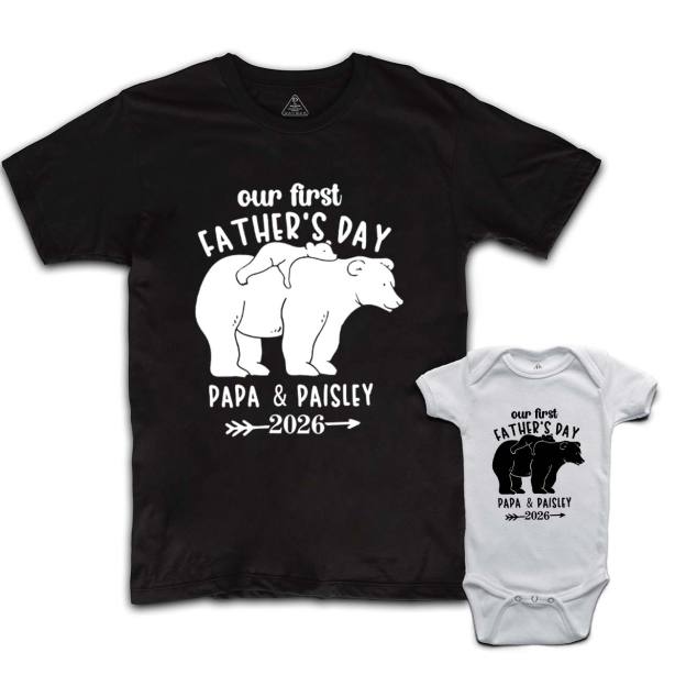 First Dad and me Gift-Dad Bear With Baby Bear Shirts