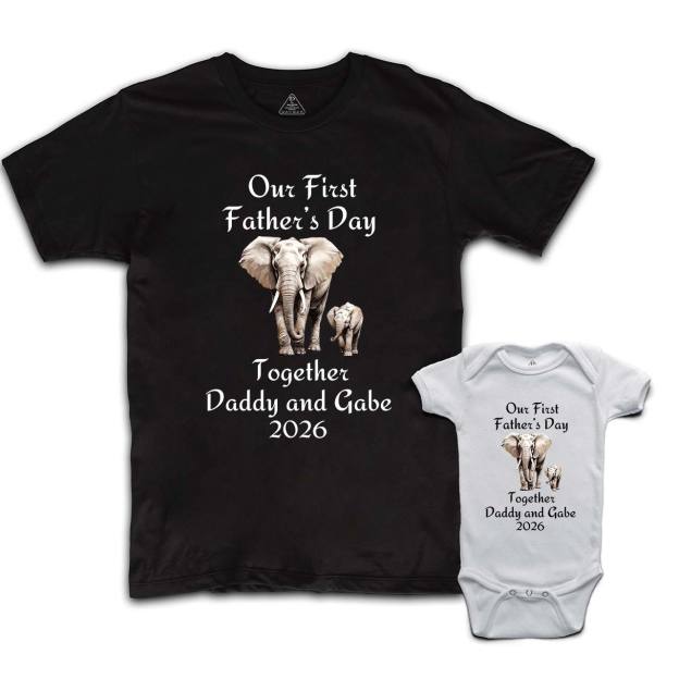 Custom Our First Father's Day Together Daddy And Me Matching Shirt