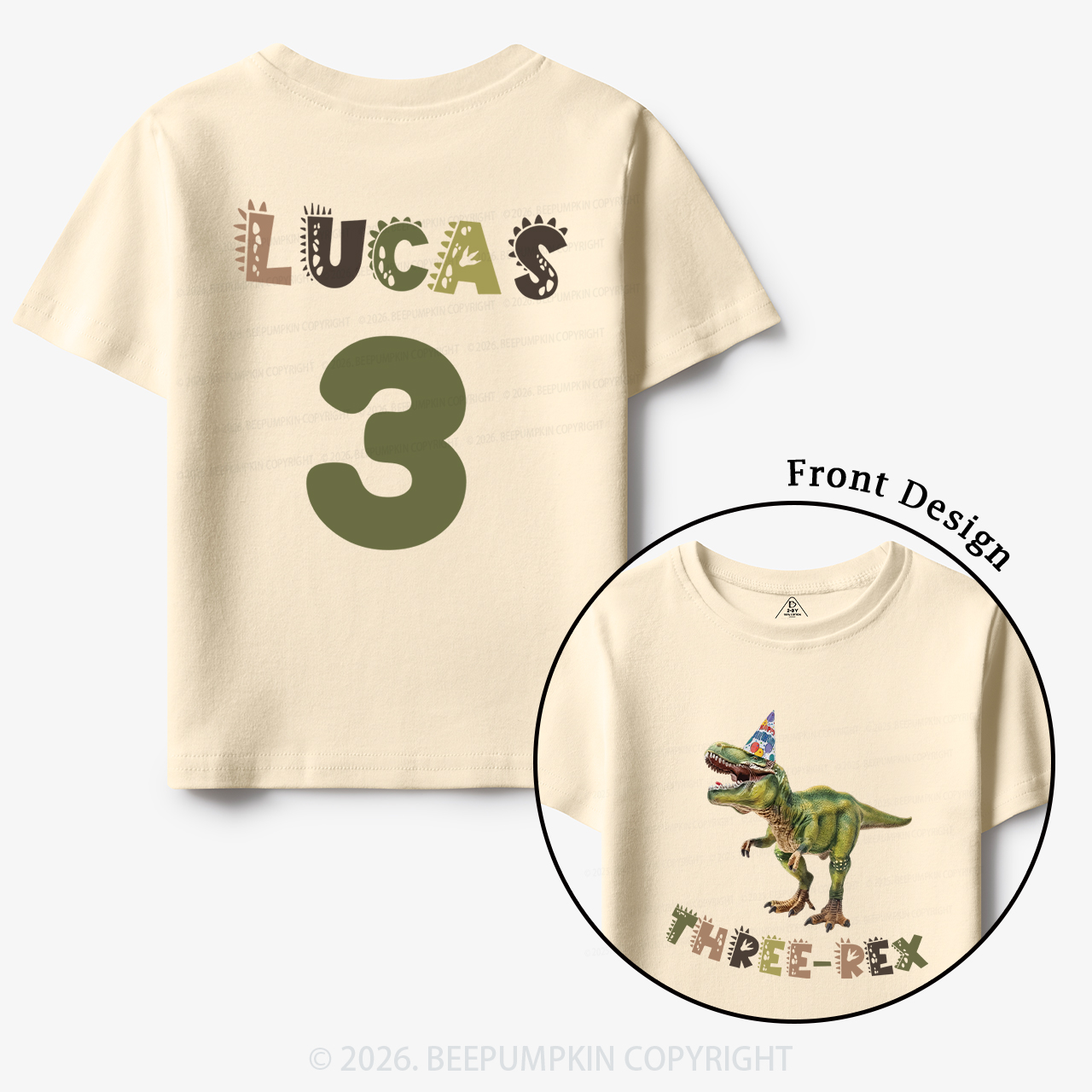 Personalized Dinosaur Birthday Party Toddler&Kid's Tees