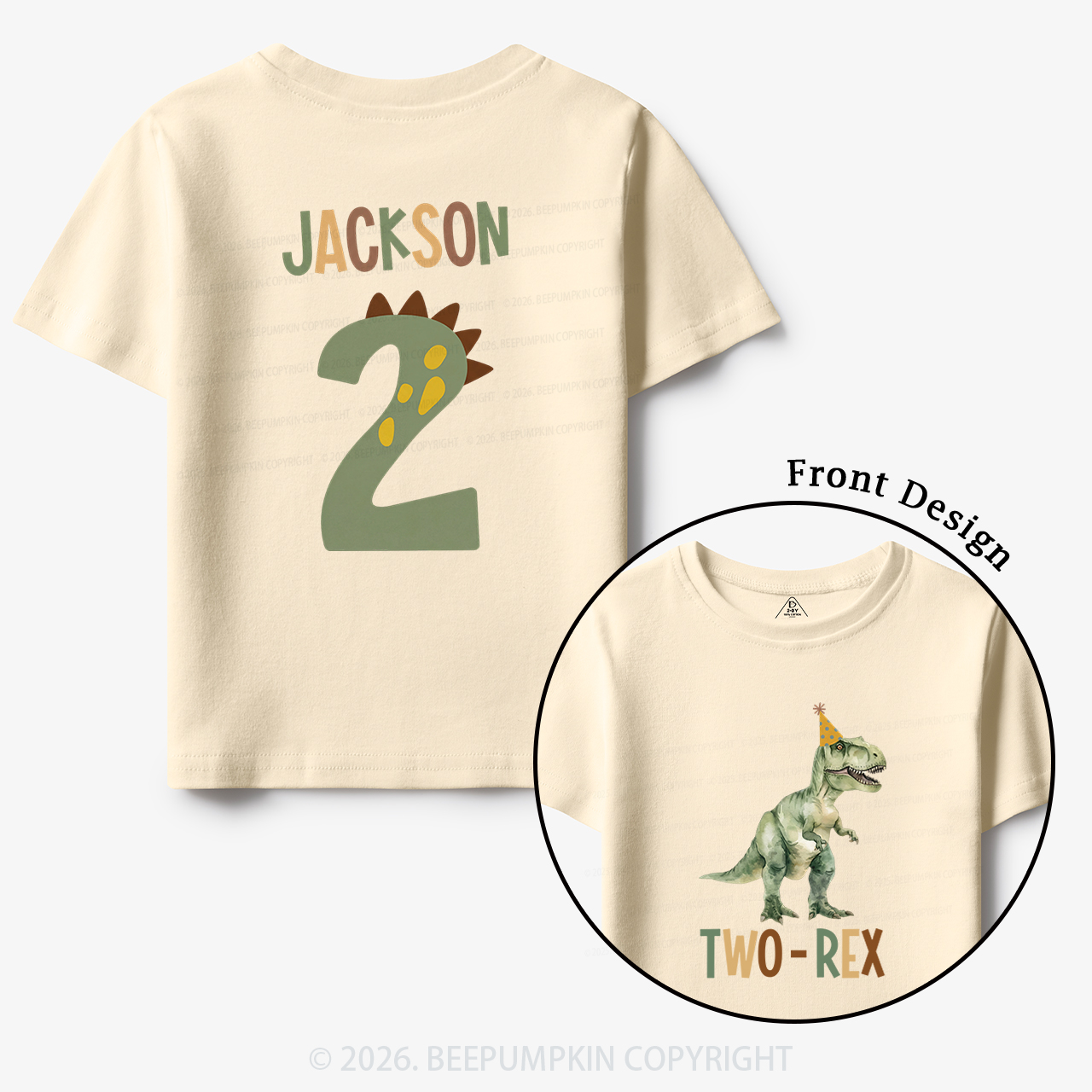 Personalized Dinosaur 2nd Birthday Toddler&Kid's Tees