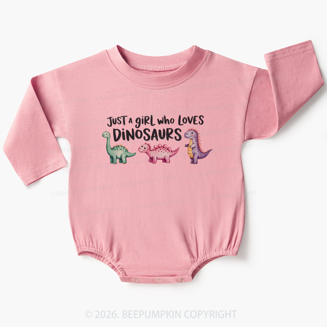 Just A Girl Who Loves Dinosaurs Baby Bubble Romper
