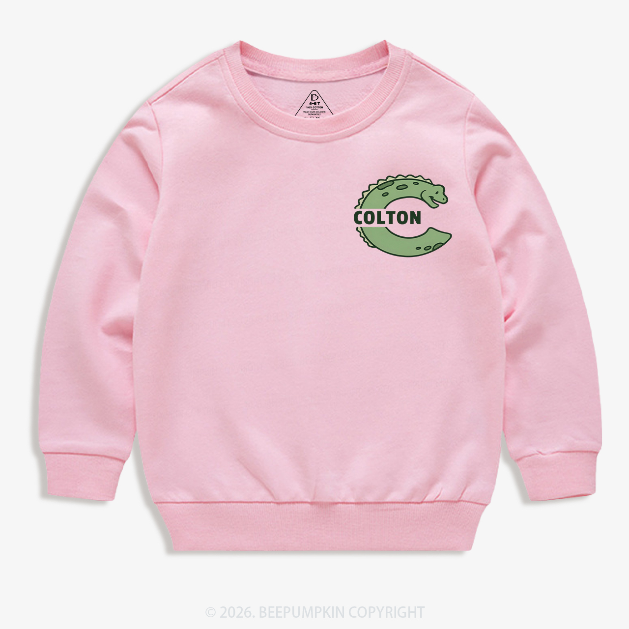 Personalized Cute Dinosaur Initial With Name Kid's Sweatshirt