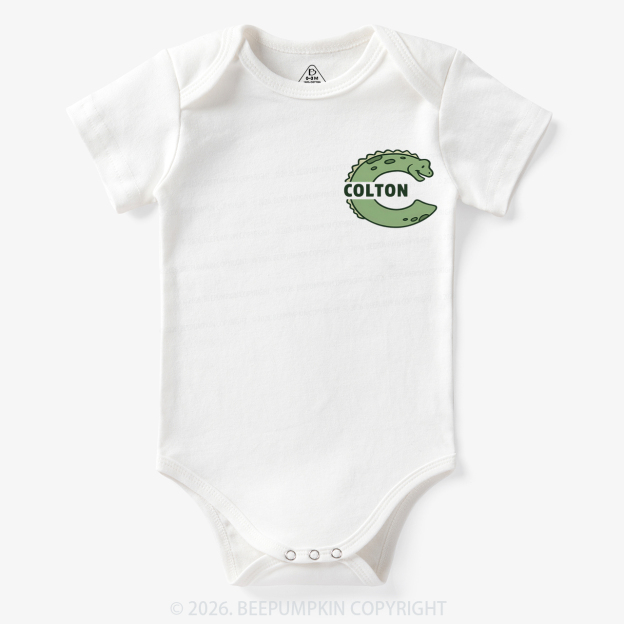 Personalized Cute Dinosaur Initial With Name Bodysuit