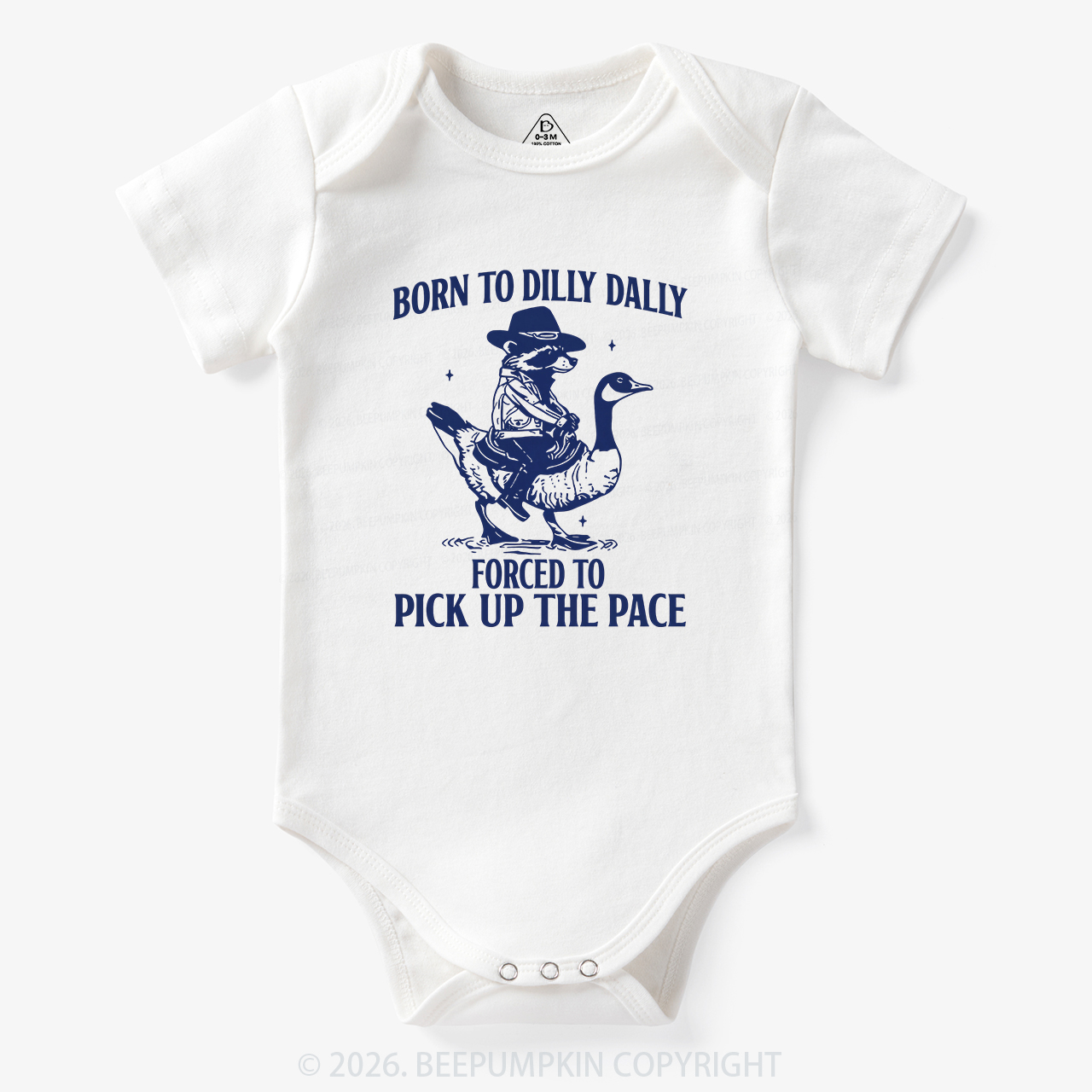 Born To Dilly Dally Retro Racoon Goose Bodysuit