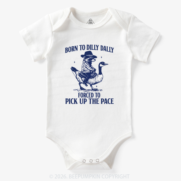 Born To Dilly Dally Retro Racoon Goose Bodysuit