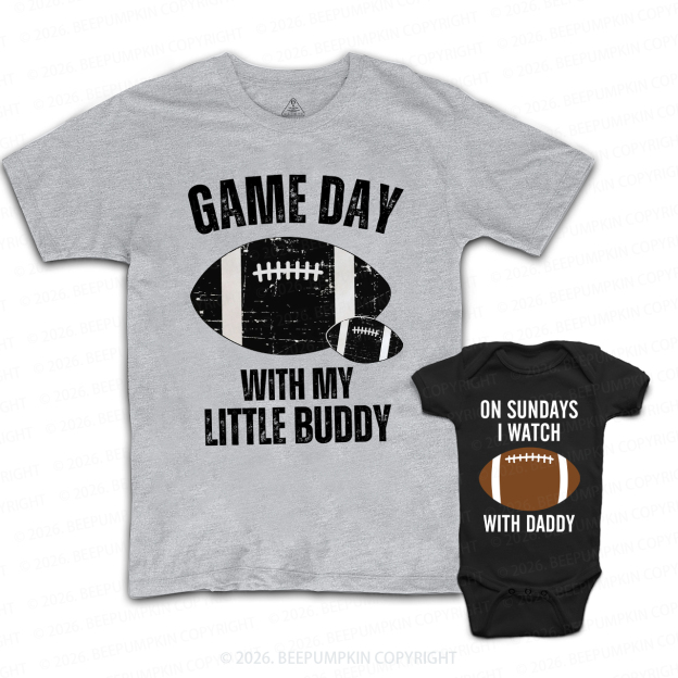 Game Day With My Little Buddy Dad and me Matching Gift Shirt