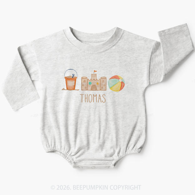 Personalized Summer Beach Toys Trio Baby Bubble Romper