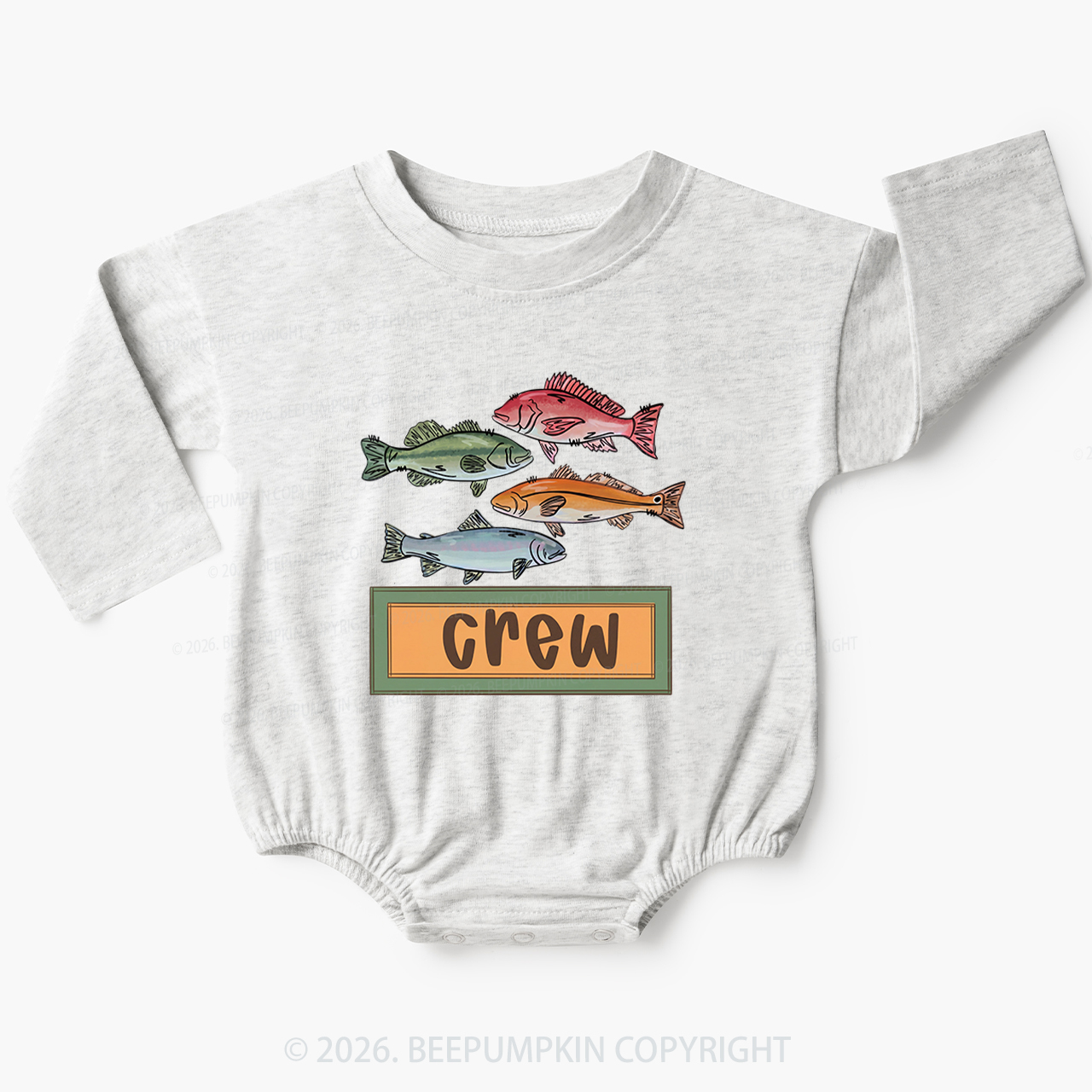 Personalized Name Fishing Baby Bubble Romper