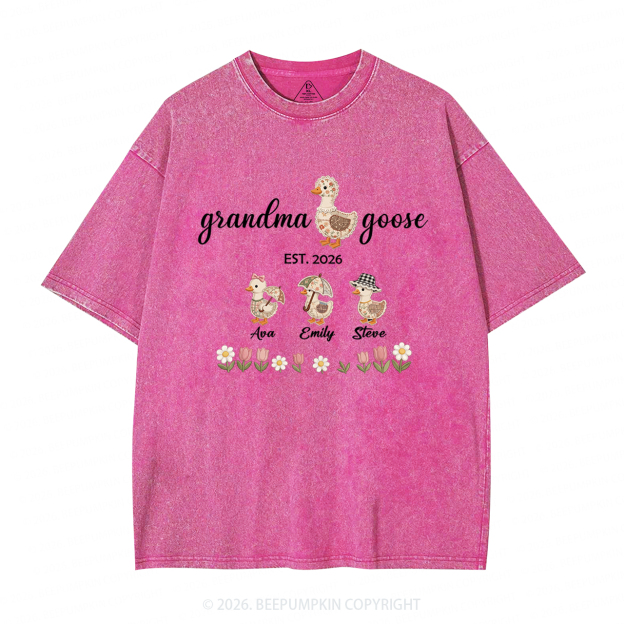 Personalized Goose Little Goslings Adult Washed T-Shirts