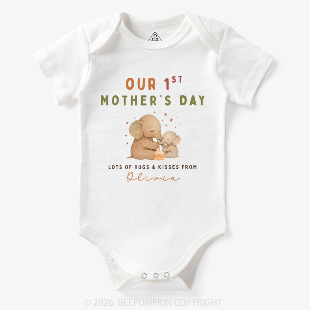 Personalized First Mother's Day Cute Elephant Bodysuit