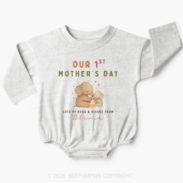 Personalized First Mother's Day Cute Elephant Baby Bubble Romper