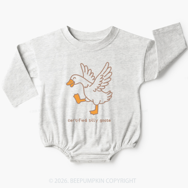 Funny Certified Silly Goose Baby Bubble Romper