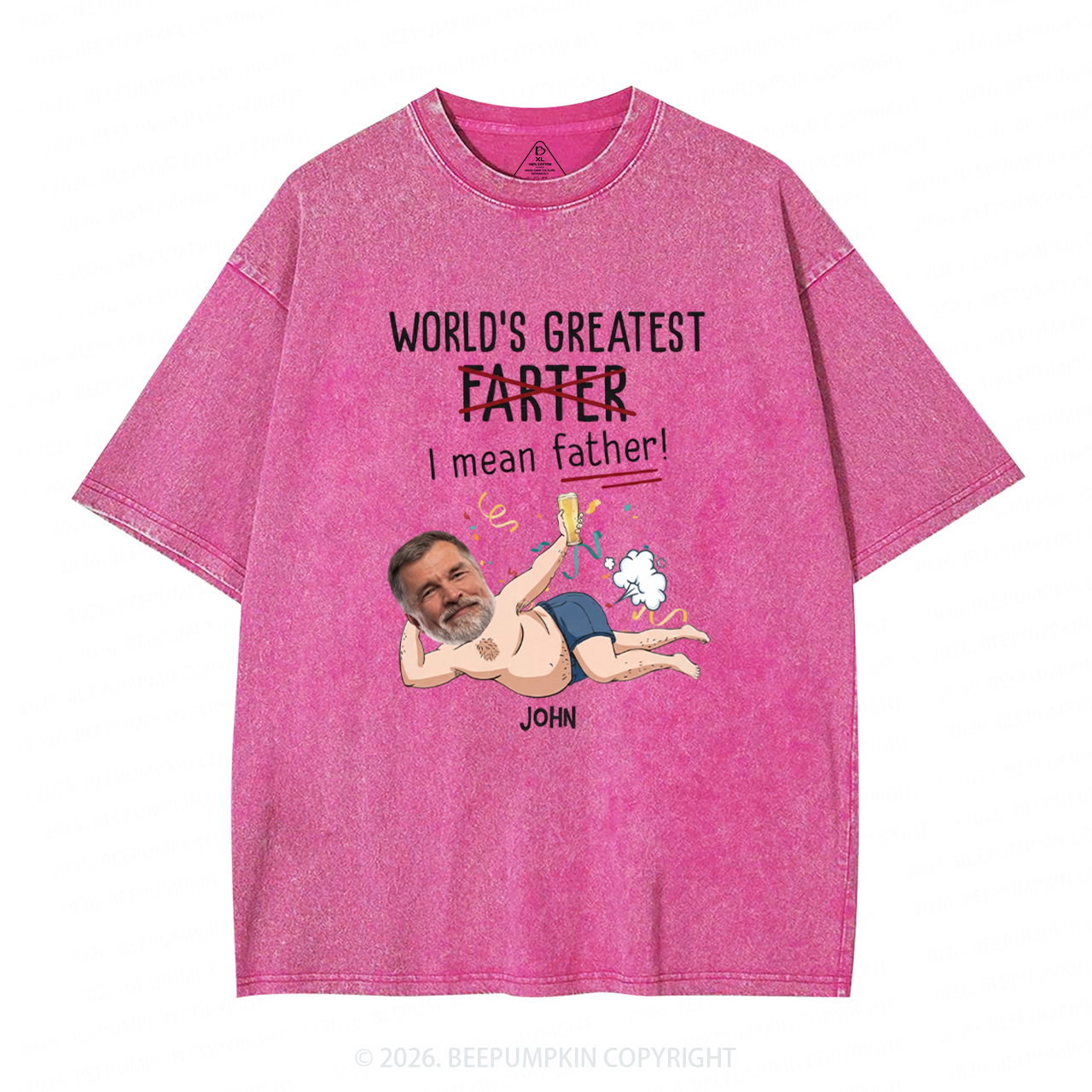 Personalized Photo Gift World's Greatest Farter Washed T-Shirts