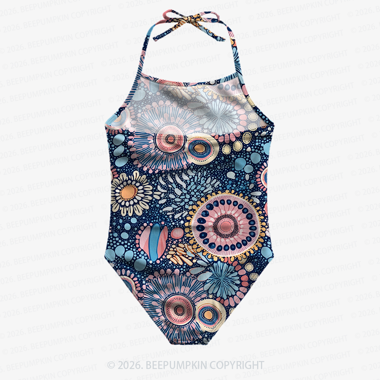 Retro Daisy Girls Halter Tie Swimsuit