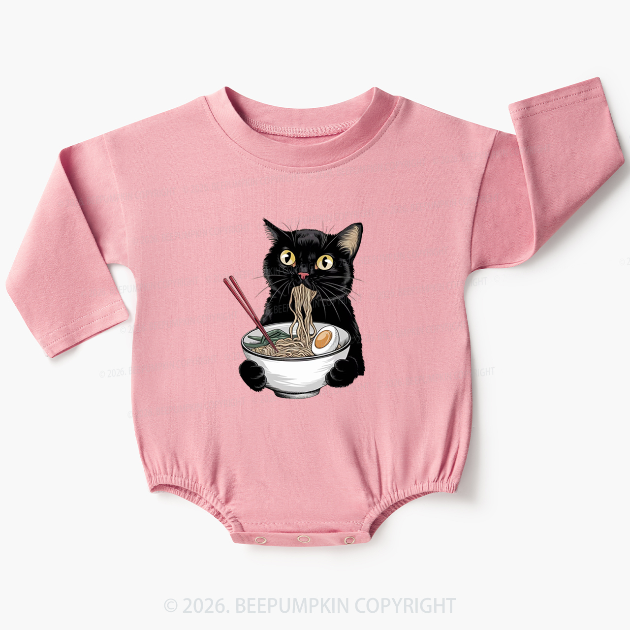 Ramen Black Cat Baby Bubble Romper