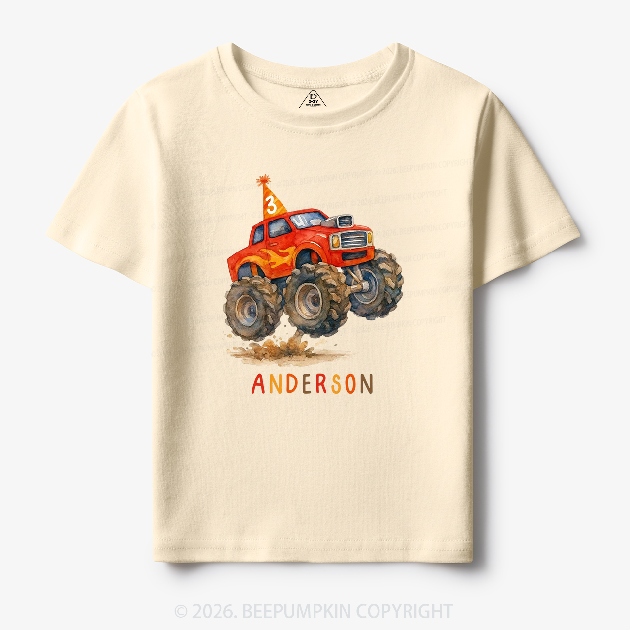 Personalized Monster Truck Birthday Toddler&Kid's Tees