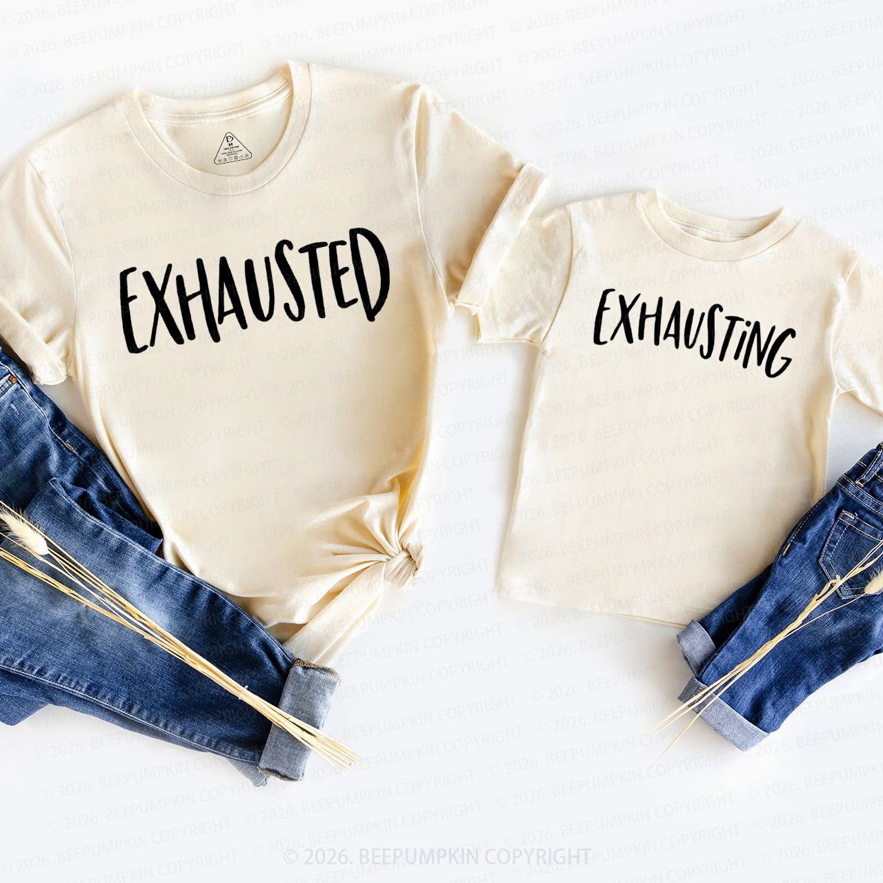 Exhausted & Exhausting Mom&Me Matching T-Shirts