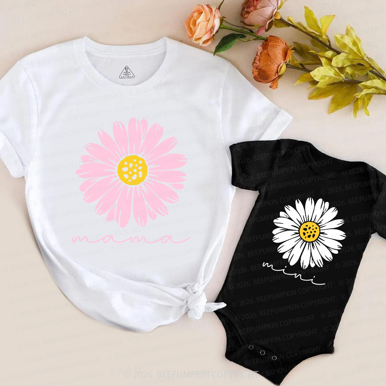 Floral Daisy Mommy And Me Mom&Me Matching T-Shirts