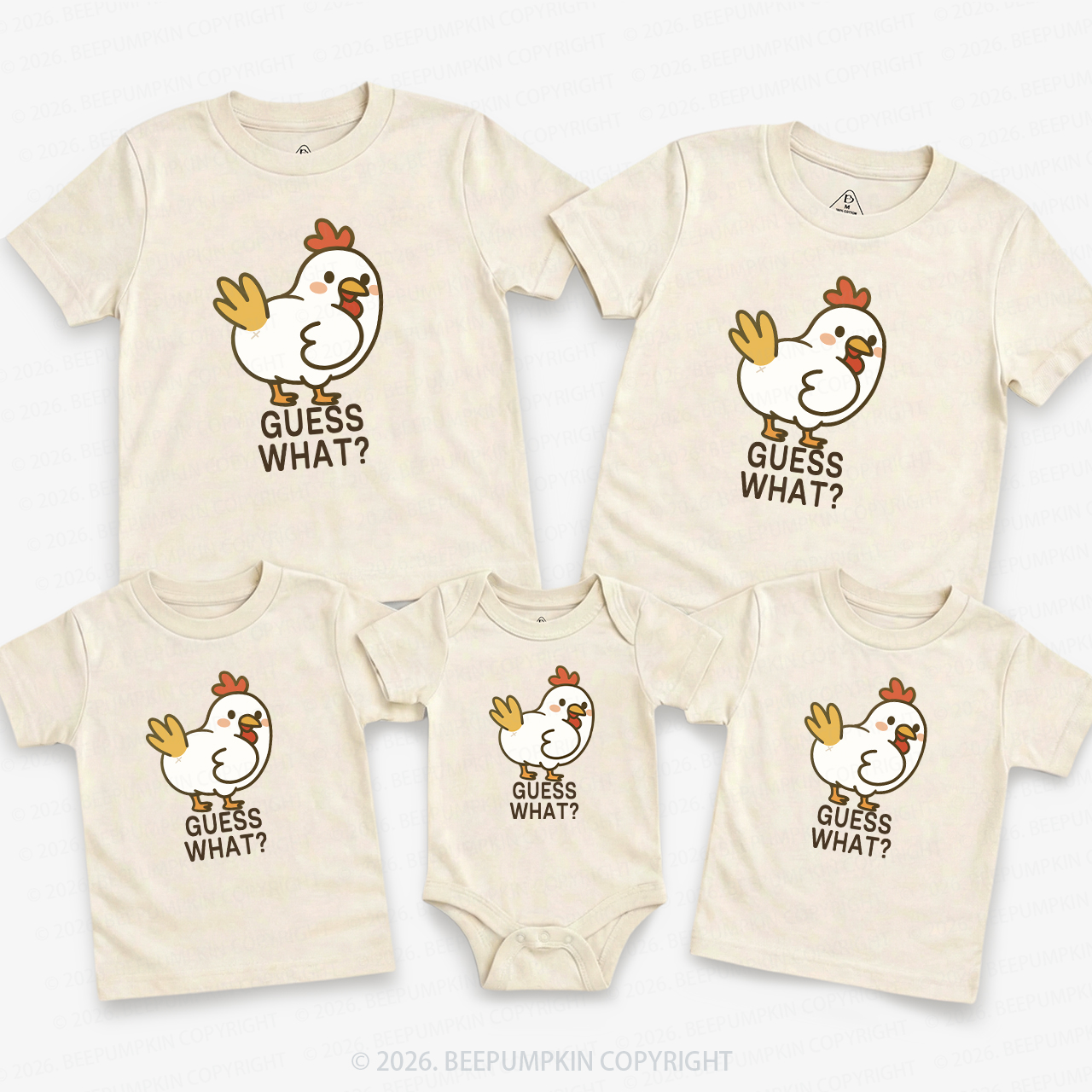 Guess What Chicken Funny Butt Joke Family Matching T-Shirts