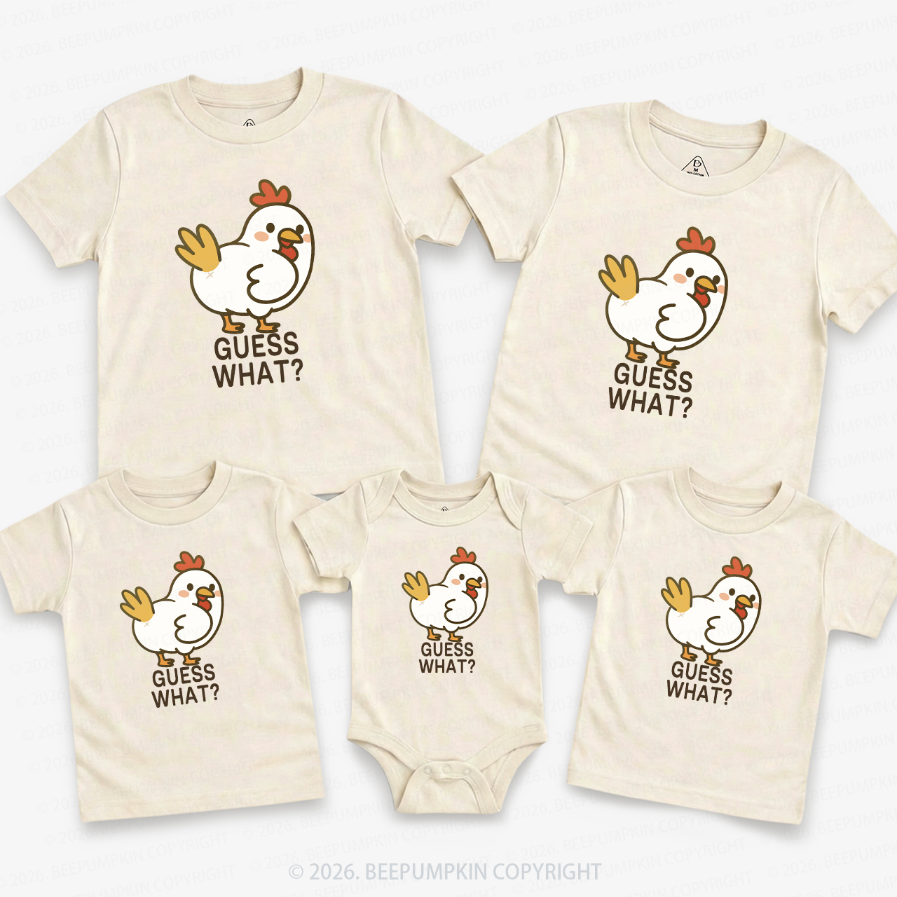 Guess What Chicken Funny Butt Joke Family Matching T-Shirts