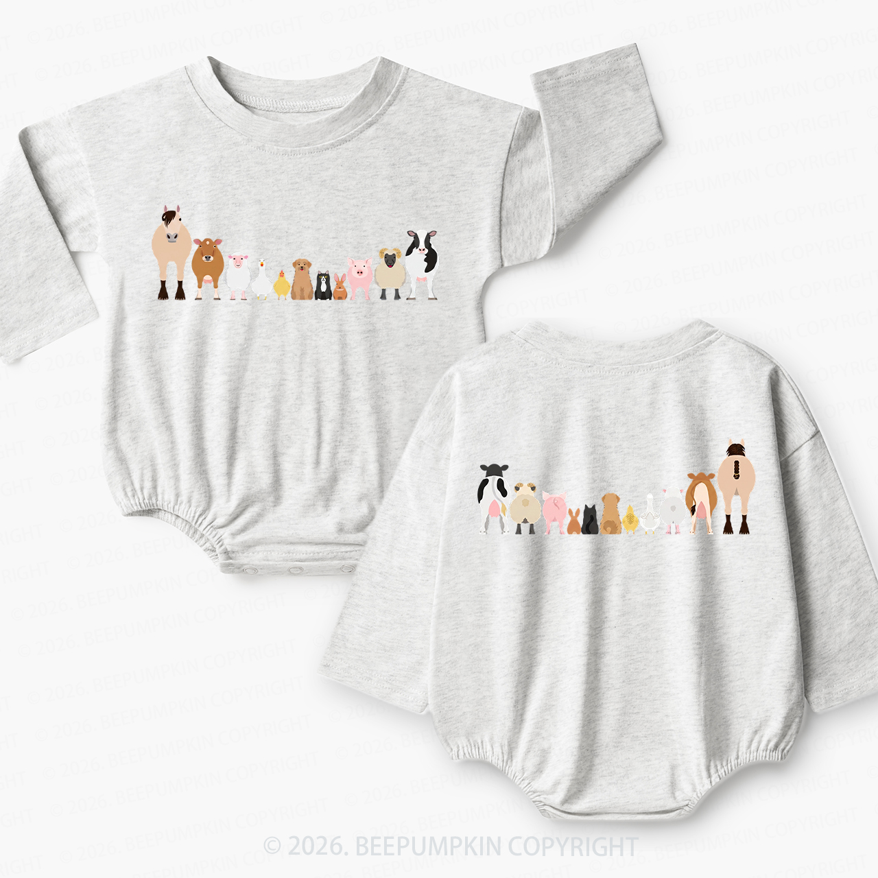 Cute Farm Animals Baby Bubble Romper