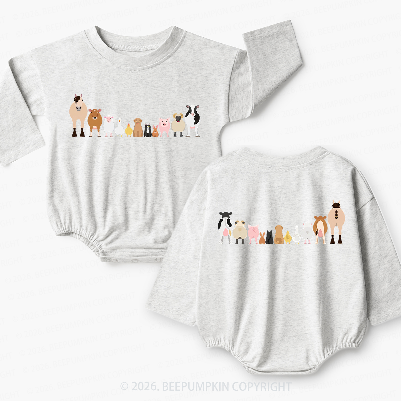 Cute Farm Animals Baby Bubble Romper