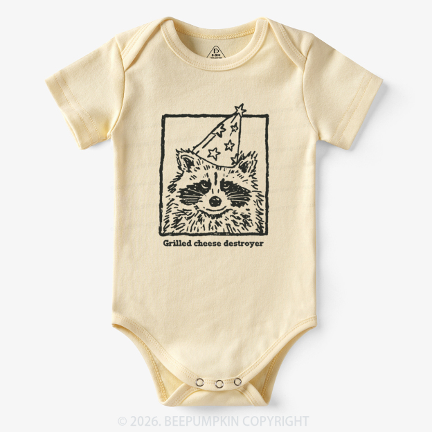 Vintage Raccoon Funny Grilled Cheese Destroyer Bodysuit