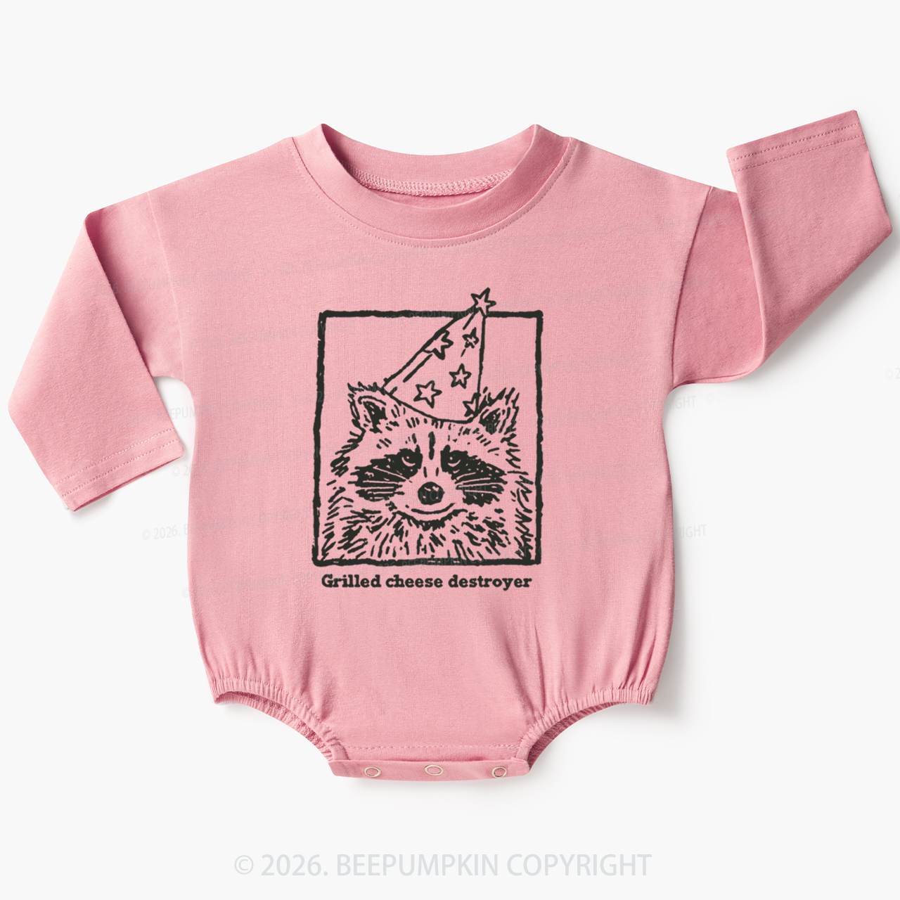 Vintage Raccoon Funny Grilled Cheese Destroyer Baby Bubble Romper