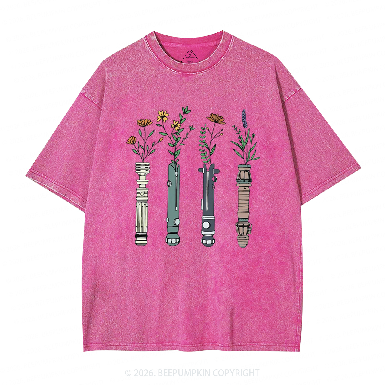 Floral Lightsaber Galaxy Washed T-Shirts