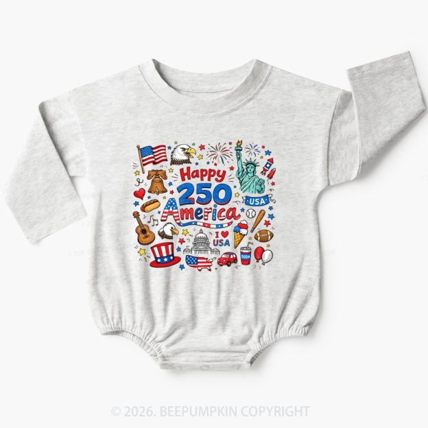 Happy 250 America Baby Bubble Romper