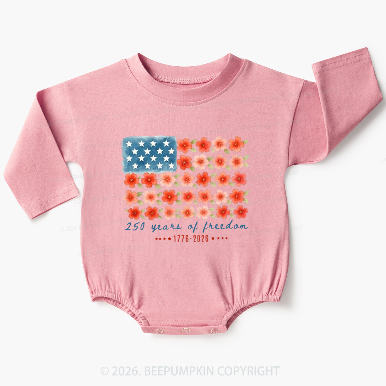 America 250th Anniversary 1776–2026 Baby Bubble Romper