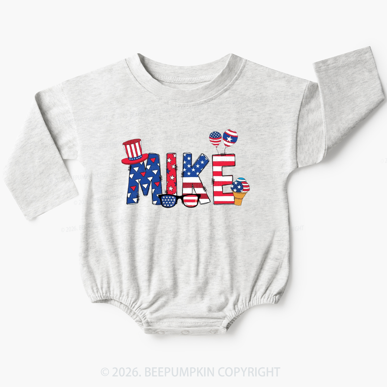 Personalized 4th Of July USA Patriotic Baby Bubble Romper