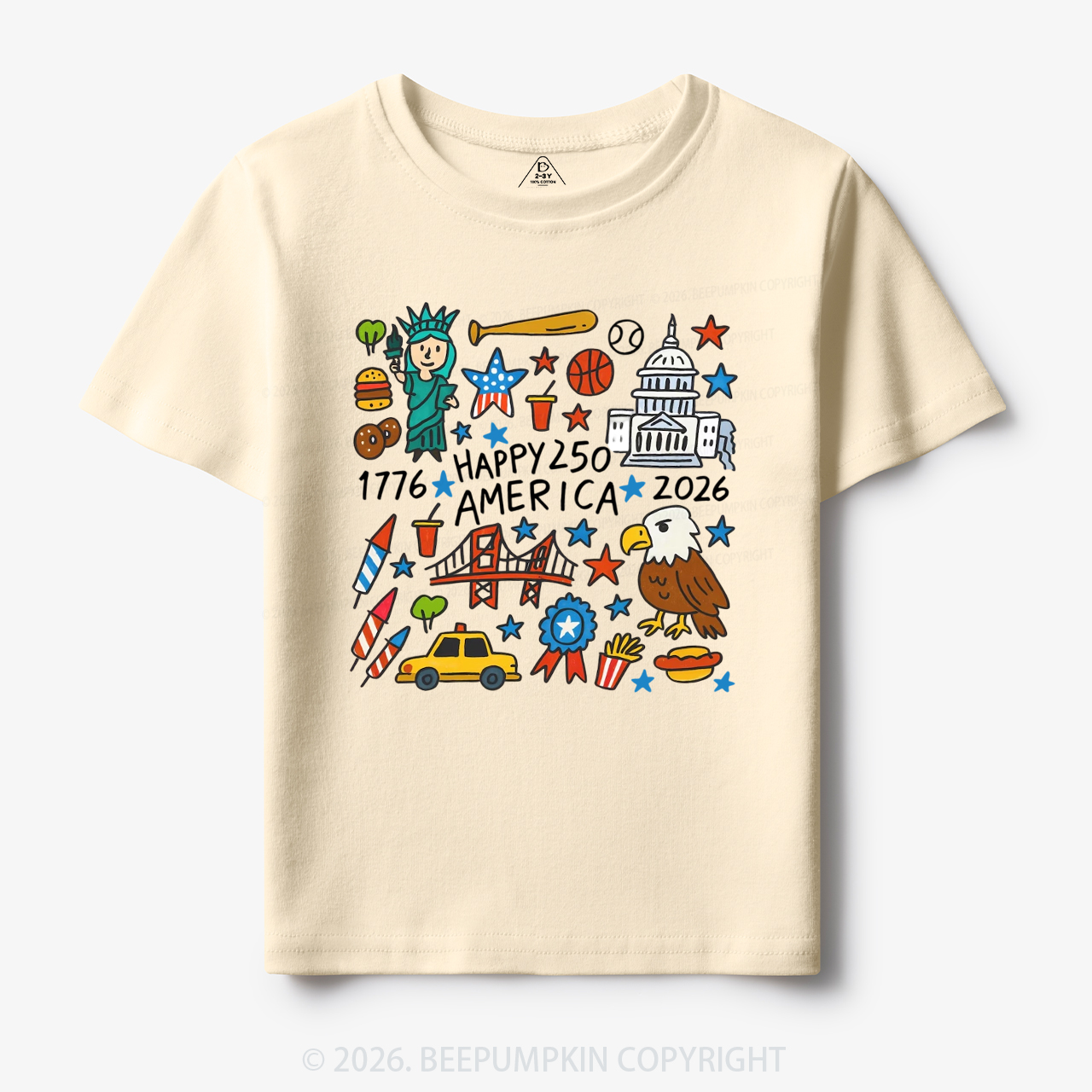 Happy 250 America 1776-2026 Toddler&Kid's Tees