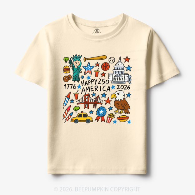Happy 250 America 1776-2026 Toddler&Kid's Tees